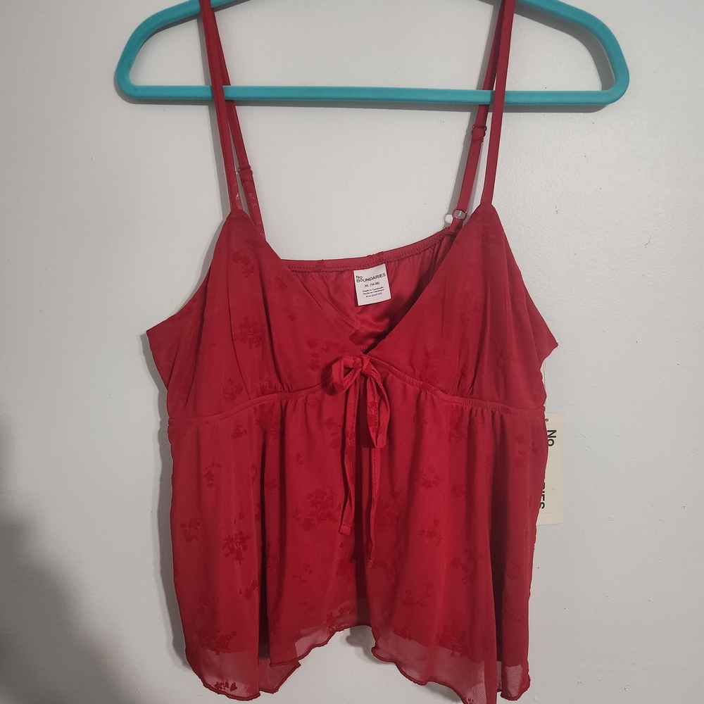 No Boundaries Red Camisole, size XL, NWT